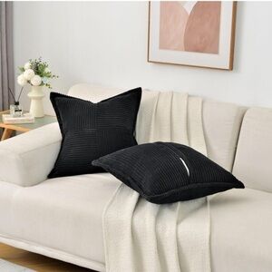 Black Corduroy Throw Pillow Covers‎ 18x18 Inch Set of 2